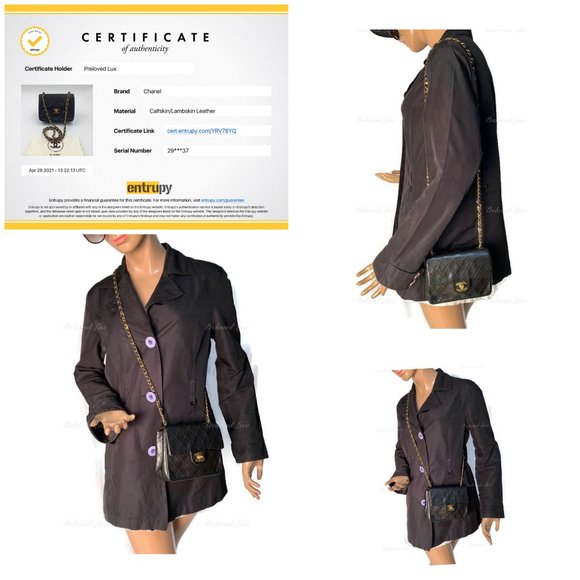 Authentic CHANEL Classic Lambskin Chain Mini Square Flap Bag black in Gold Hardw - Picture 17 of 17